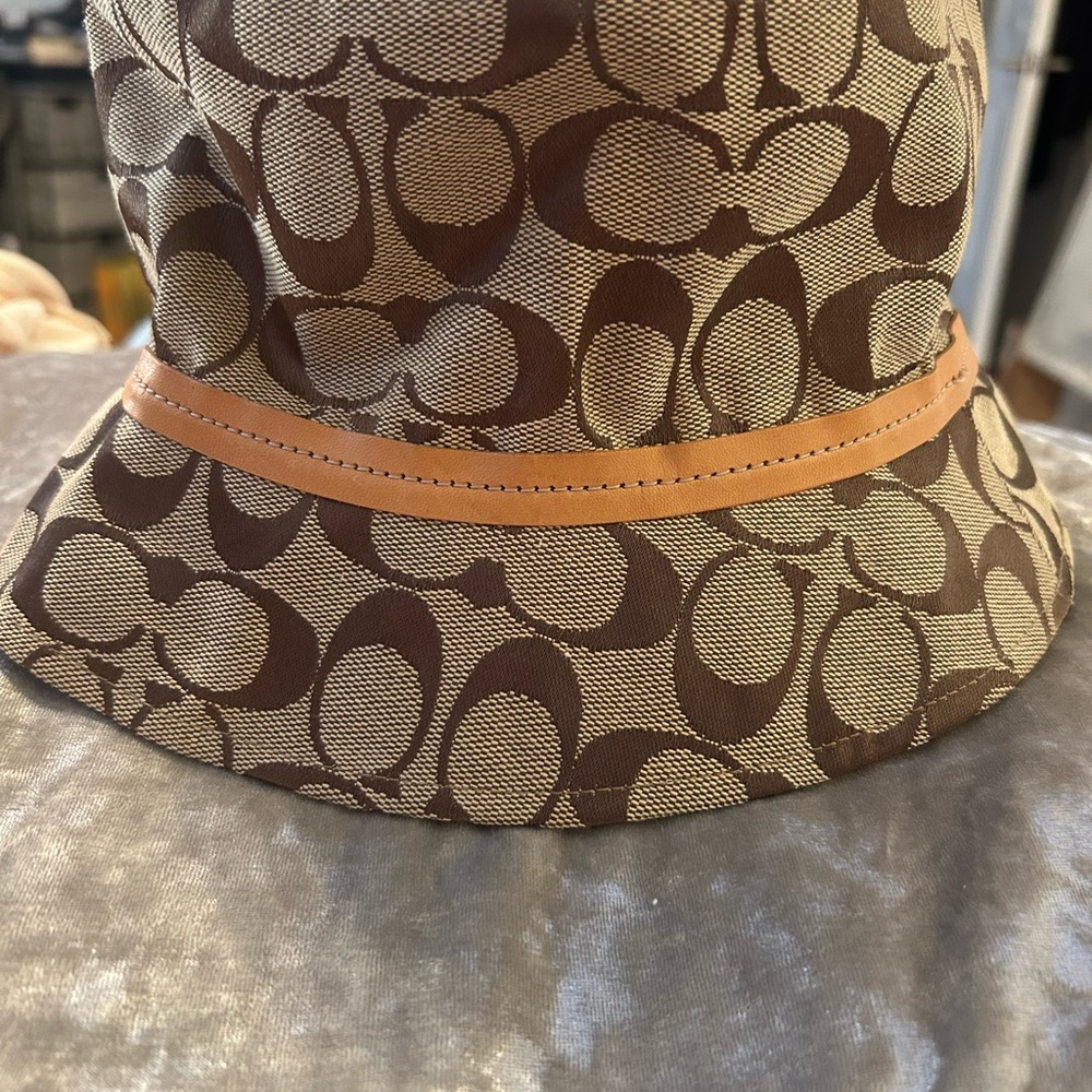 Coach Brown and Orange Monogram Bucket Hat